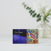 鳥カラフルとフローラがブルージェムモノグラムを渦巻く 名刺 (スタンド正面)