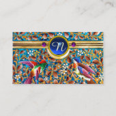 鳥カラフルとフローラがブルージェムモノグラムを渦巻く 名刺 (裏面)