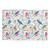 鳥カラフルと花お洒落の模様 枕カバー (裏面)