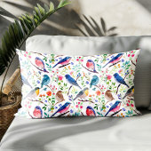 鳥カラフルと花お洒落の模様 枕カバー