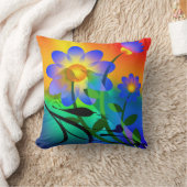 鳥カラフルと花のクッションと クッション (ブランケット)