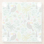 鳥カラフルと花 ガラスコースター (裏面)