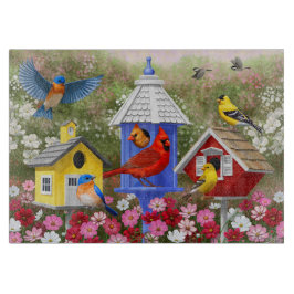 鳥カラフルと鳥小屋 カッティングボード