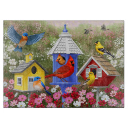 鳥カラフルと鳥小屋 カッティングボード
