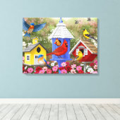 鳥カラフルと鳥飼育花園 キャンバスプリント (インサイチュ (ウッドフロア))