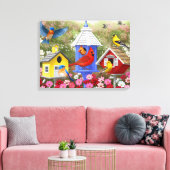 鳥カラフルと鳥飼育花園 キャンバスプリント (インサイチュ (リビング))