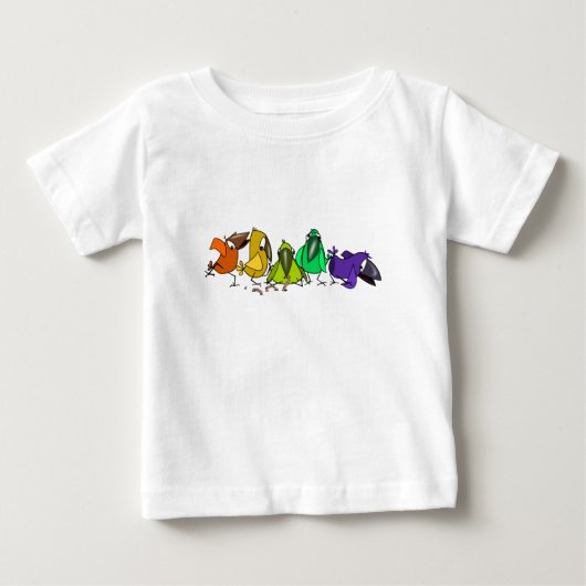 鳥カラフルのおもしろいベビーTシャツ ベビーTシャツ (正面)