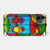 鳥カラフルのステンドグラスのアートワーク Case-Mate iPhoneケース (裏面(横))