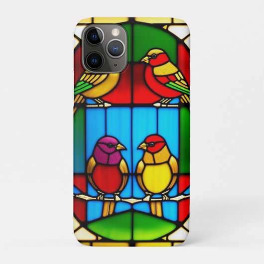 鳥カラフルのステンドグラスのアートワーク Case-Mate iPhoneケース (裏)