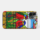 鳥カラフルのステンドグラスのアートワーク Case-Mate iPhoneケース (裏面(横))