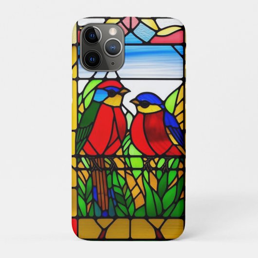 鳥カラフルのステンドグラスのアートワーク Case-Mate iPhoneケース (裏)