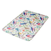 鳥カラフルの花模様 バスマット (アングル)