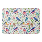 鳥カラフルの花模様 バスマット (正面)