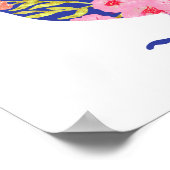 鳥カラフルの花葉シックなフローラ動物 ポスター (角)