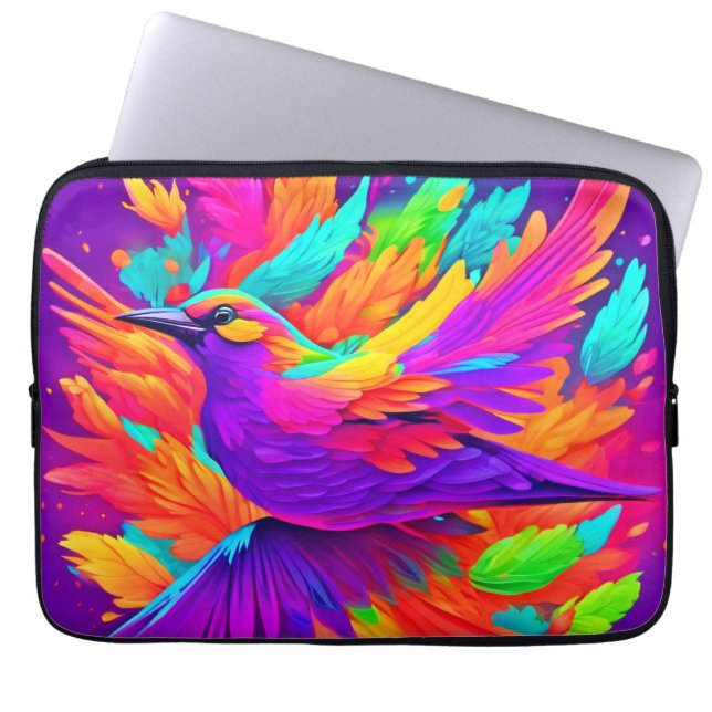 鳥カラフルの芸術 ラップトップスリーブ (正面)