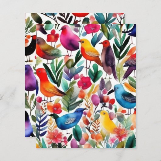 鳥カラフルや花 (正面/裏面)