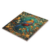 鳥カラフルアールヌーボーのアールデコ数々の色 タイル (側面)