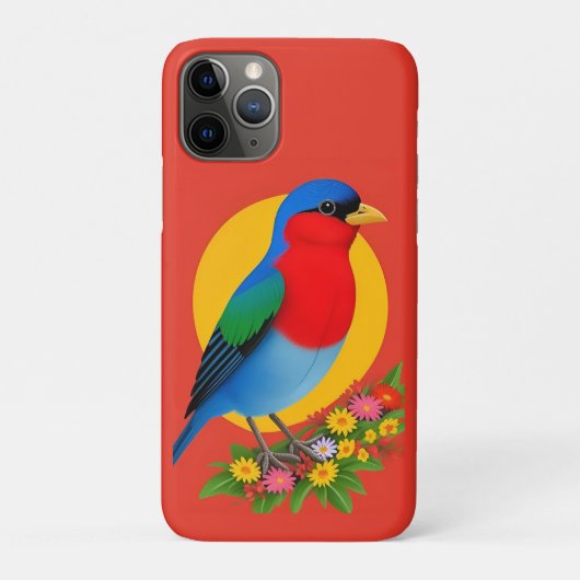 鳥カラフルイラストレーションとフローラ背景 Case-Mate iPhoneケース (裏)