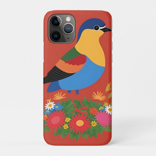 鳥カラフルイラストレーションとフローラ背景 Case-Mate iPhoneケース (裏)