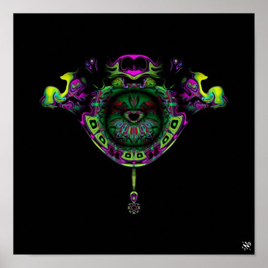 鳥カラフル模様 ポスター (正面)