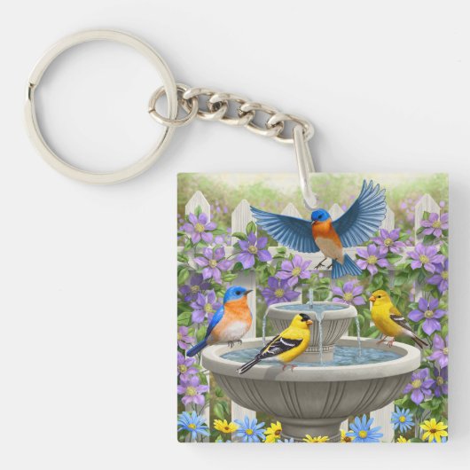 鳥カラフル浴花園 キーホルダー (正面)