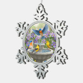 鳥カラフル浴花園 スノーフレークピューターオーナメント (右)