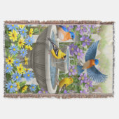 鳥カラフル浴花園 スローブランケット (正面)