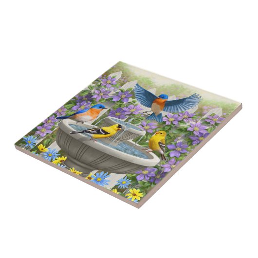 鳥カラフル浴花園 タイル (側面)