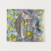 鳥カラフル浴花園 タペストリー (正面(横))