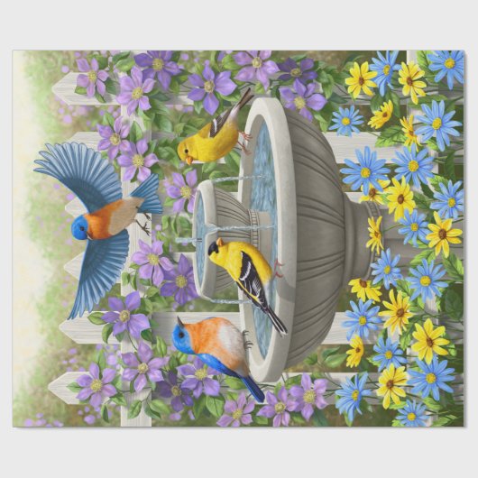 鳥カラフル浴花園 ラッピングペーパー (フラット)