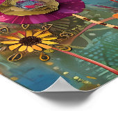 鳥カラフル混合メディアポスター ポスター (角)