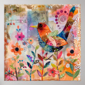 鳥カラフル混合メディアポスター ポスター (正面)