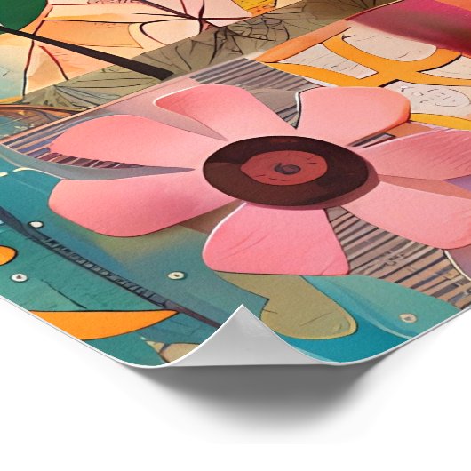 鳥カラフル混合メディアポスター ポスター (角)