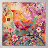 鳥カラフル混合メディアポスター ポスター (正面)