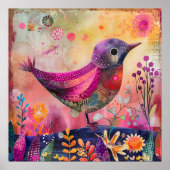 鳥カラフル混合メディアポスター ポスター (正面)