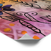 鳥カラフル混合メディアポスター ポスター (角)