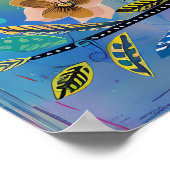 鳥カラフル混合メディアポスター ポスター (角)