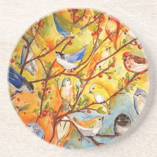 鳥カラフル石コースター コースター (正面)