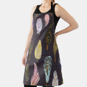 鳥カラフル羽水色パターン エプロン (インサイチュ)