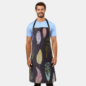 鳥カラフル羽水色パターン エプロン (着用した状態)