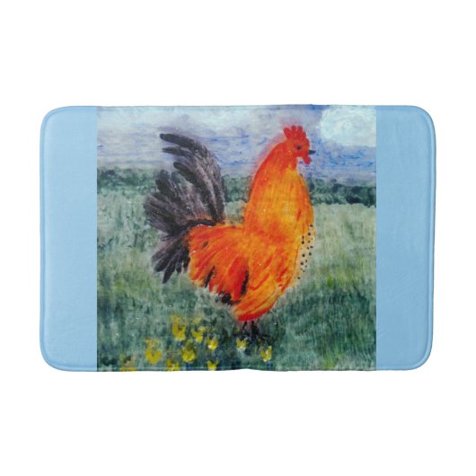 鳥カラフル芸術鶏の鶏 バスマット (正面)