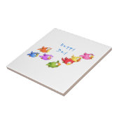 鳥カラフル陶磁器タイルのスズメ – あなたのテキスト タイル (側面)