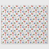 鳥カラフル音楽ハッピーバースデー ラッピングペーパー (フラット)