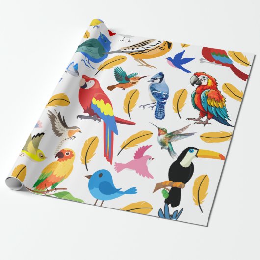 鳥カラフル類 ラッピングペーパー (アンロールド)