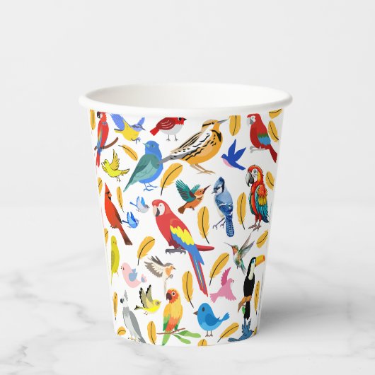 鳥カラフル類 紙コップ (正面)