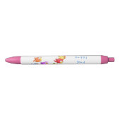 鳥カラフル飛んでいるの雀 青ボールペン (正面)