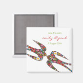 鳥キスをするの春の花を受け入れる マグネット (正面/裏面)