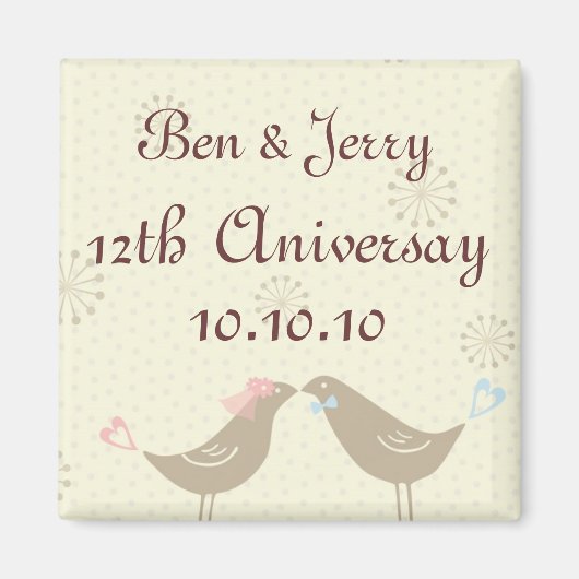 鳥キスをするの結婚アニバーサリー磁石 マグネット (正面)