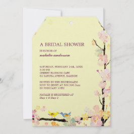 鳥キスをするクリーミーブライダルシャワー 招待状