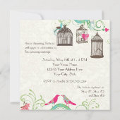 鳥ケモダンージメイソンジャールハートフローラブライダルシャワー 招待状 (裏面)